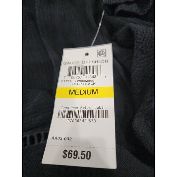 International Concepts Top Black 3/4 Sleeve Gauze Peplum NWT Women's Medium - Picture 5 of 9